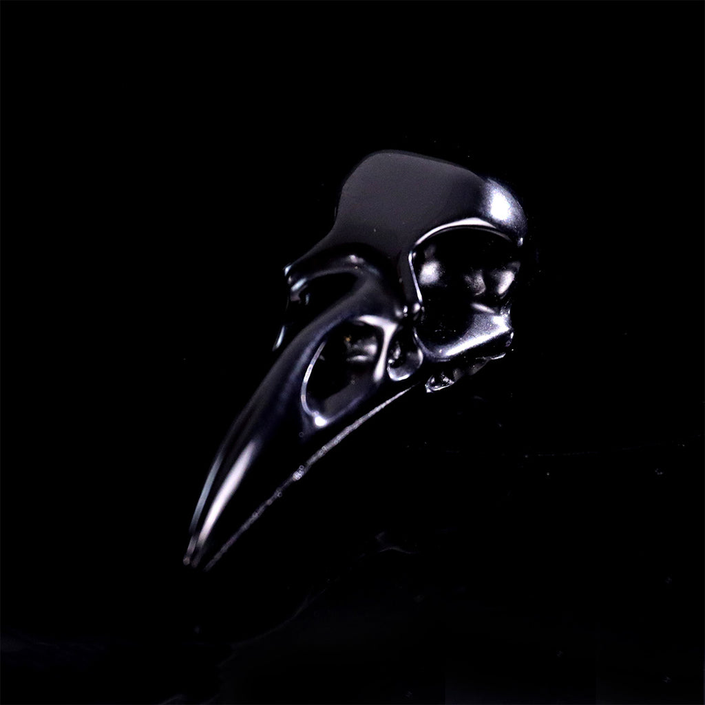 2.5" Black Obsidian Raven Skull Pendant Carving  #CSC0045