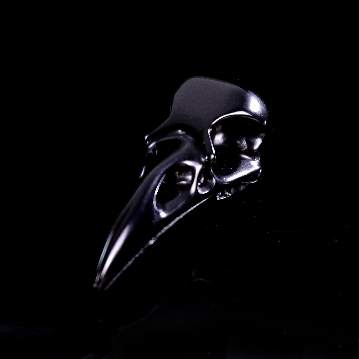 2.5" Black Obsidian Raven Skull Pendant Carving  #CSC0045