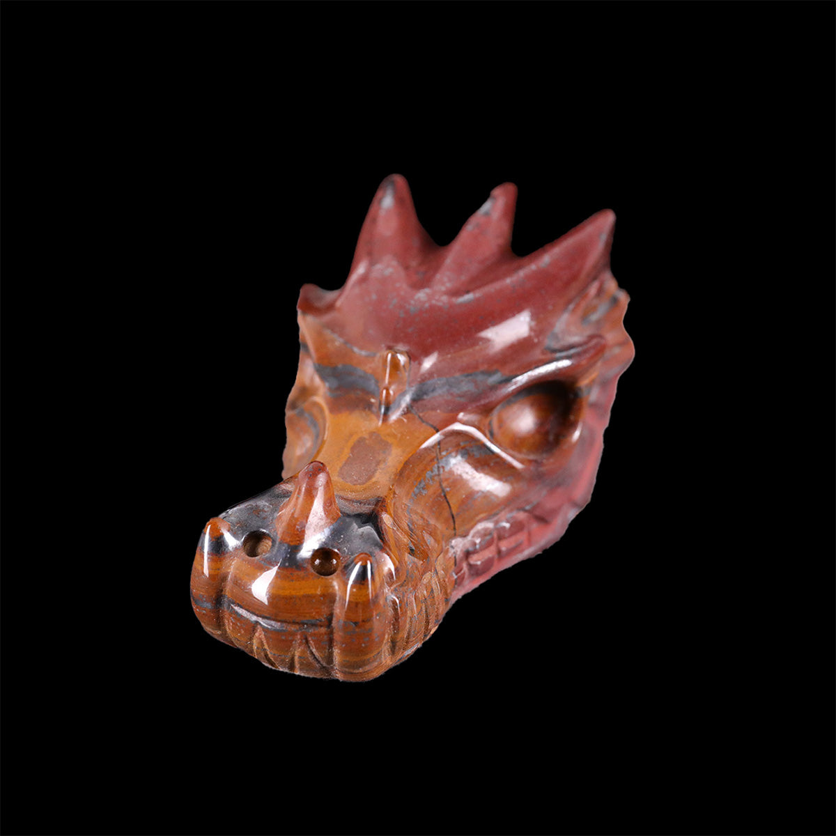 3.0" Tiger Iron Dragon Skull Carving  #CSC0048