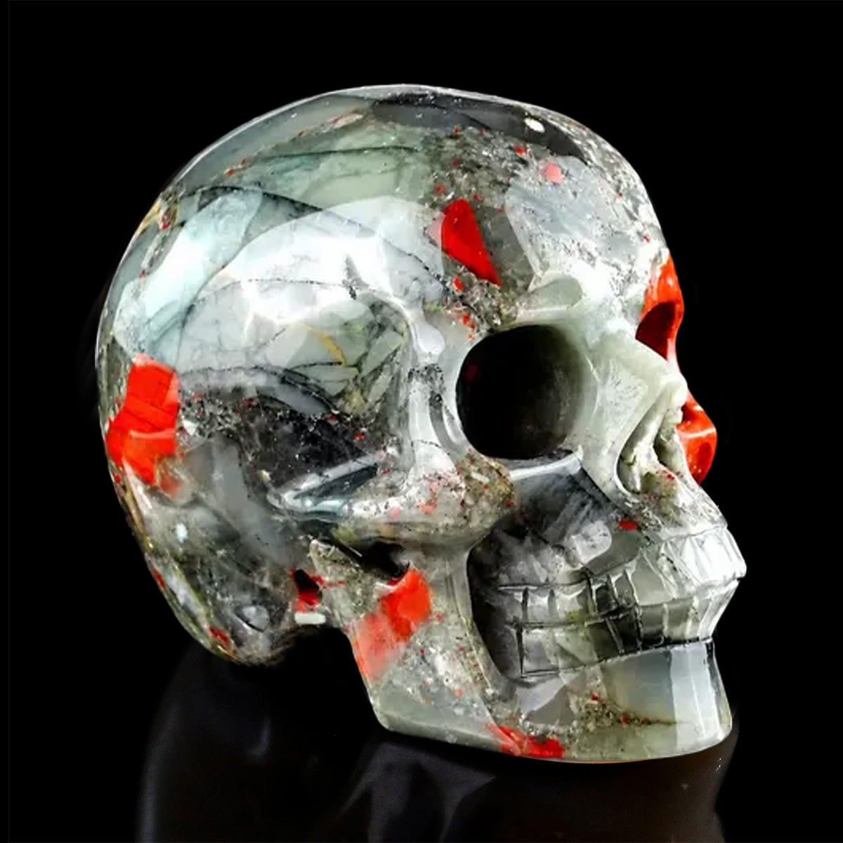 3.0" African Bloodstone Crystal Skull Carving  #SKH30117