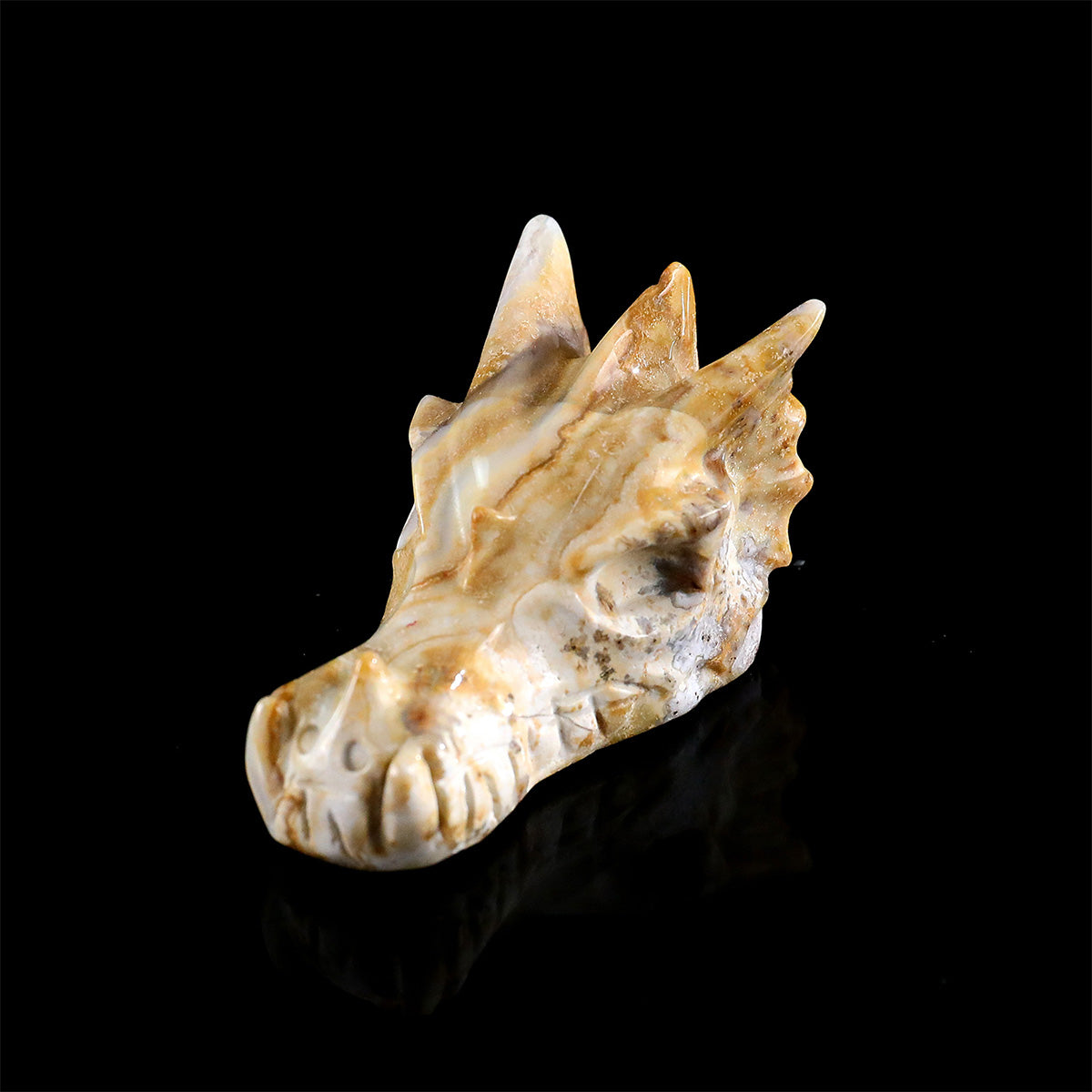 2.2" Lace Agate Dragon Skull Carving  #CSC0039