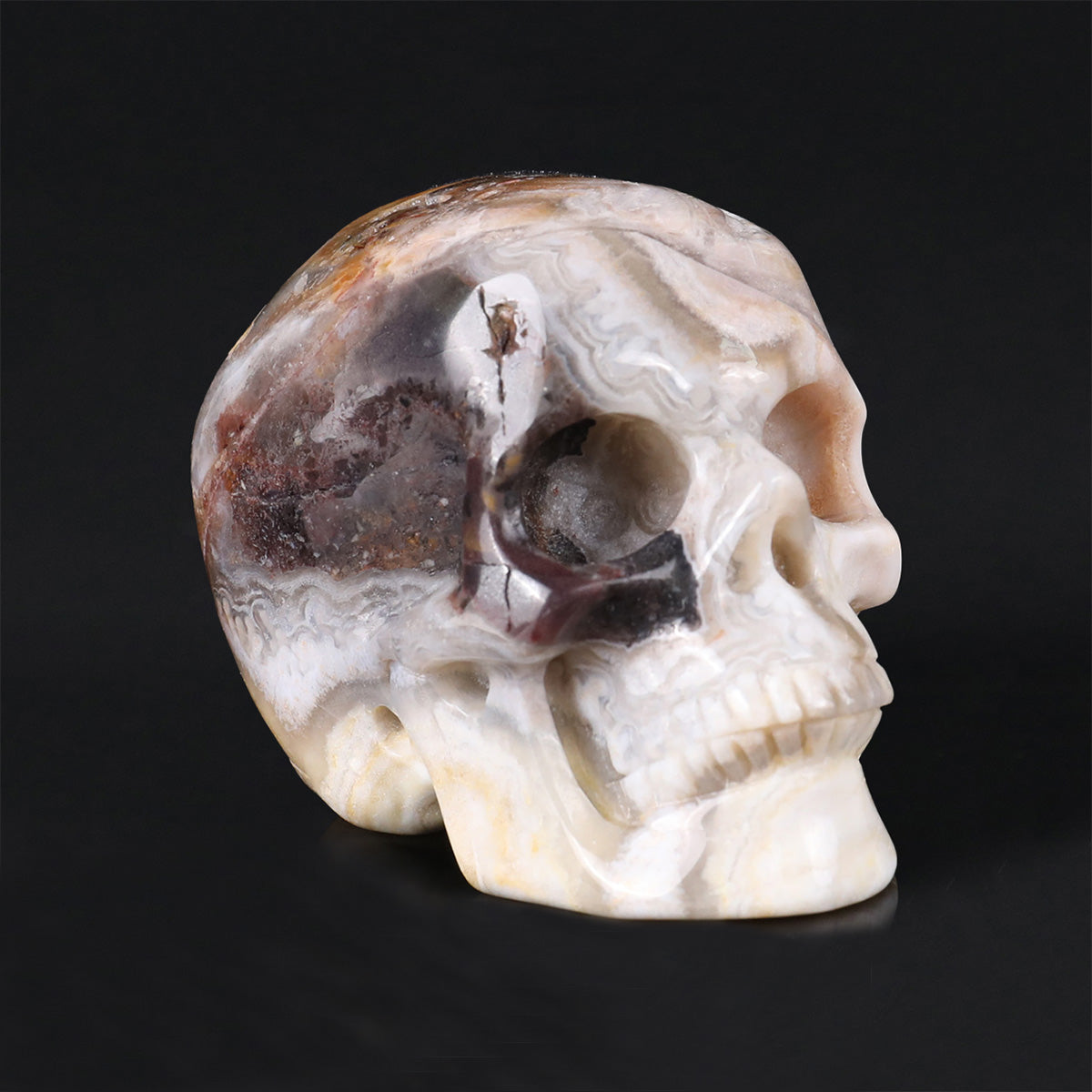 2.2" Red Lace Agate Crystal Skull Carving  #SKH22079