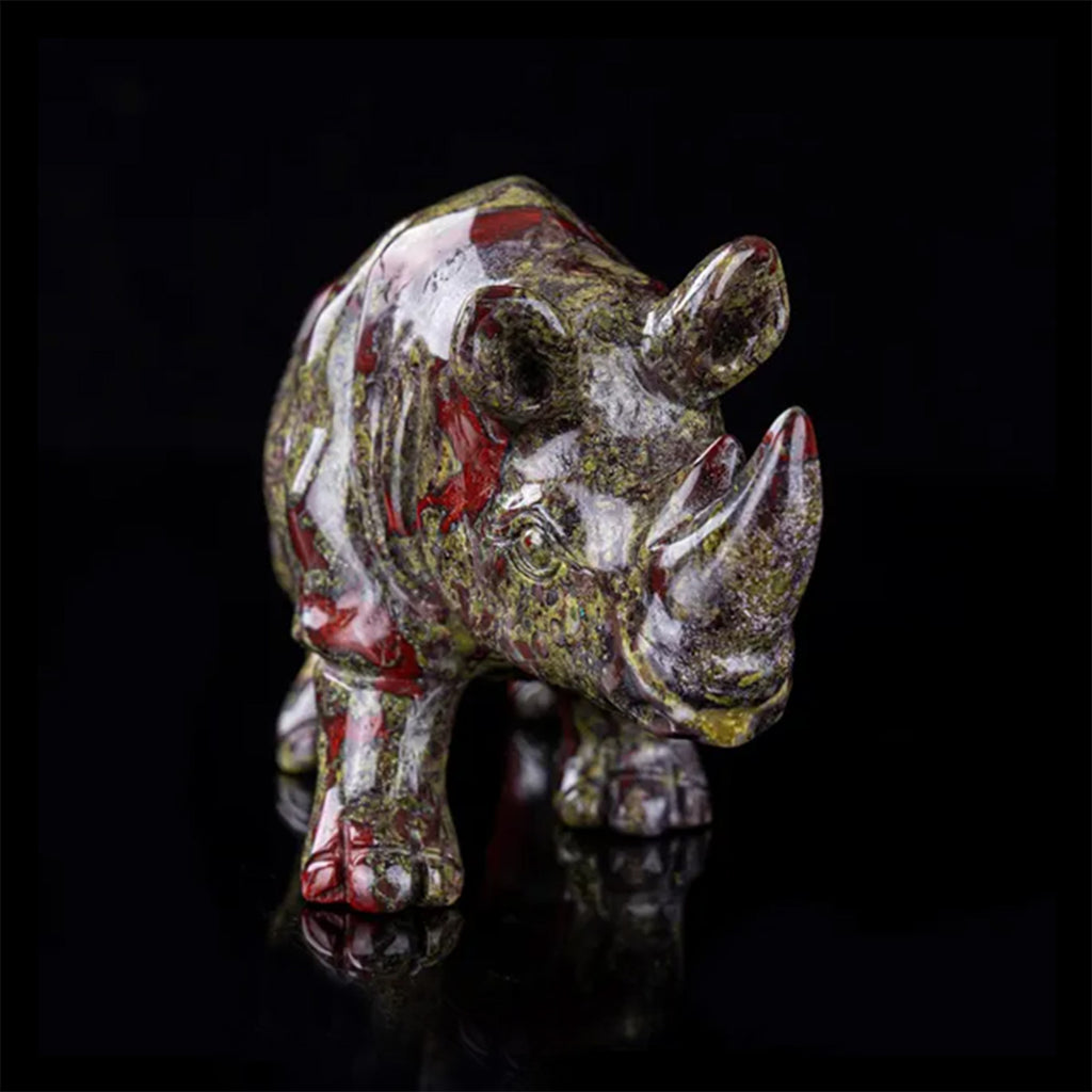 6.0" Dragon Blood Jasper Rhinoceros  #CTC0086