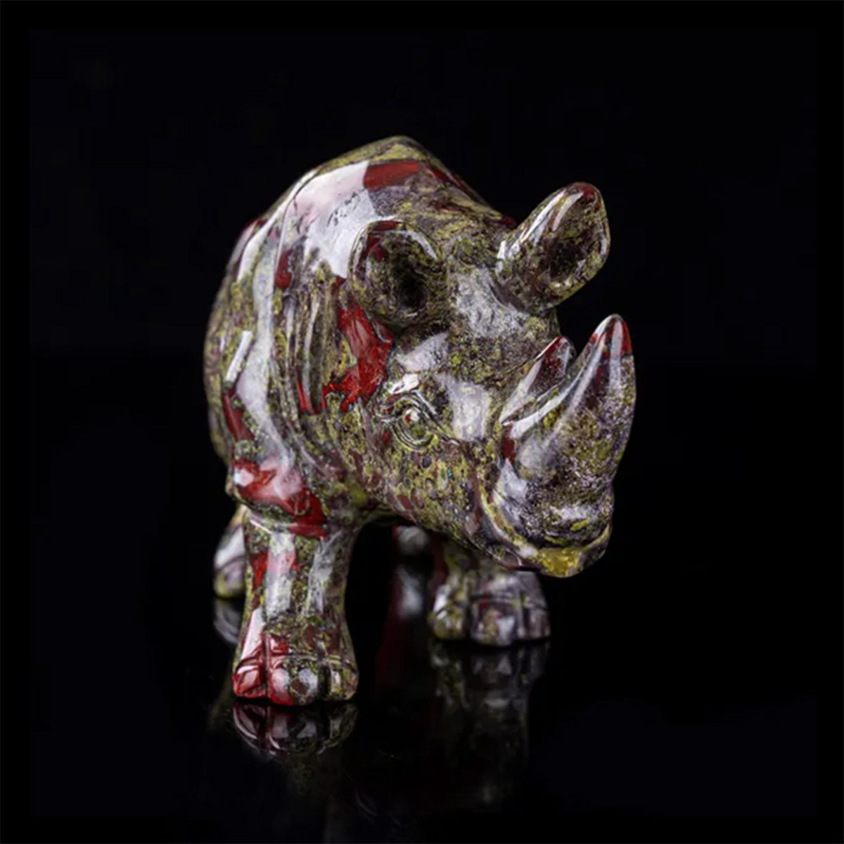 6.0" Dragon Blood Jasper Rhinoceros  #CTC0085
