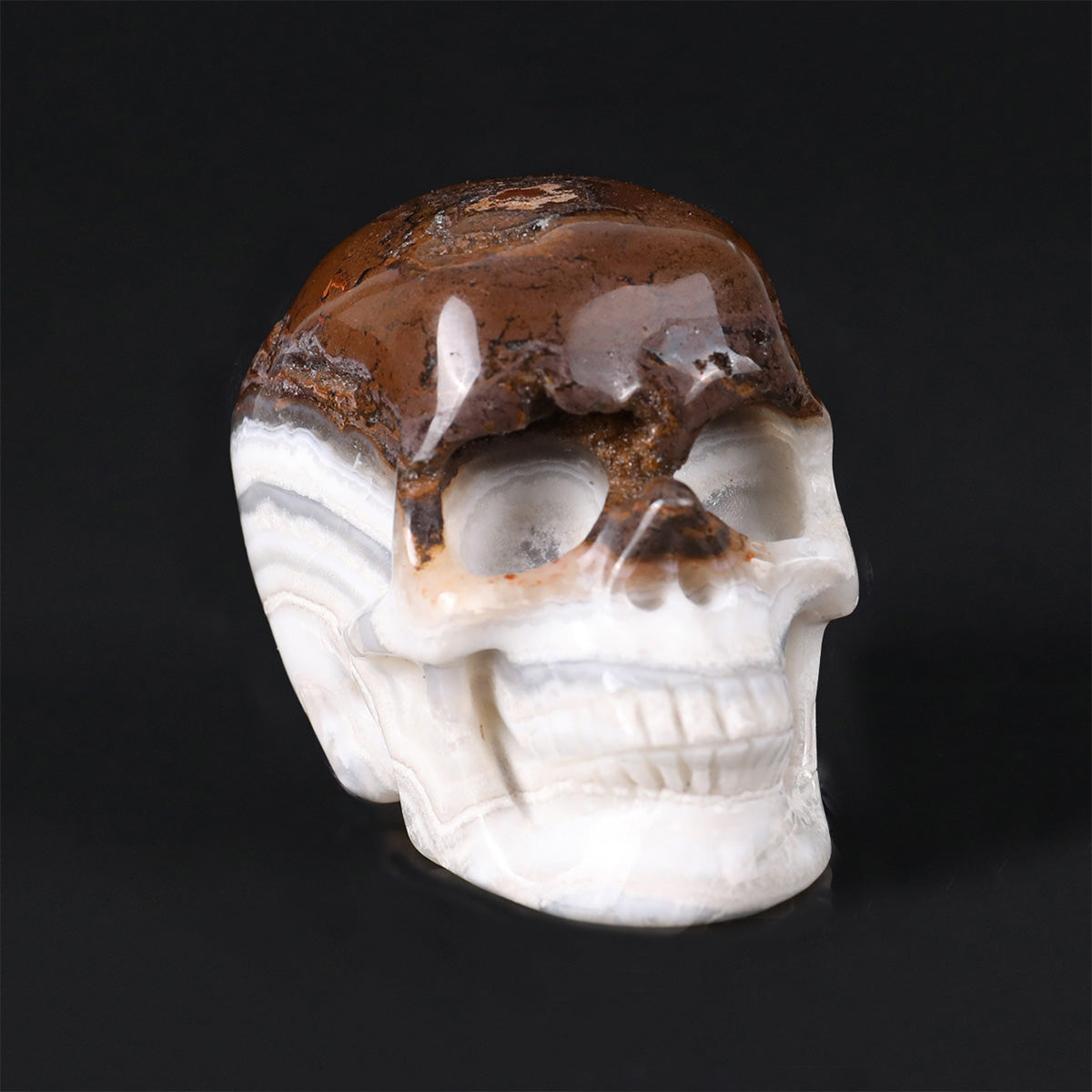 2.2" Red Lace Agate Crystal Skull Carving  #SKH22075