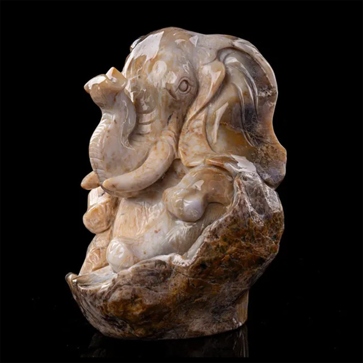 10.5" Yellow Chalcedony Seated Elephant  #CTC0089