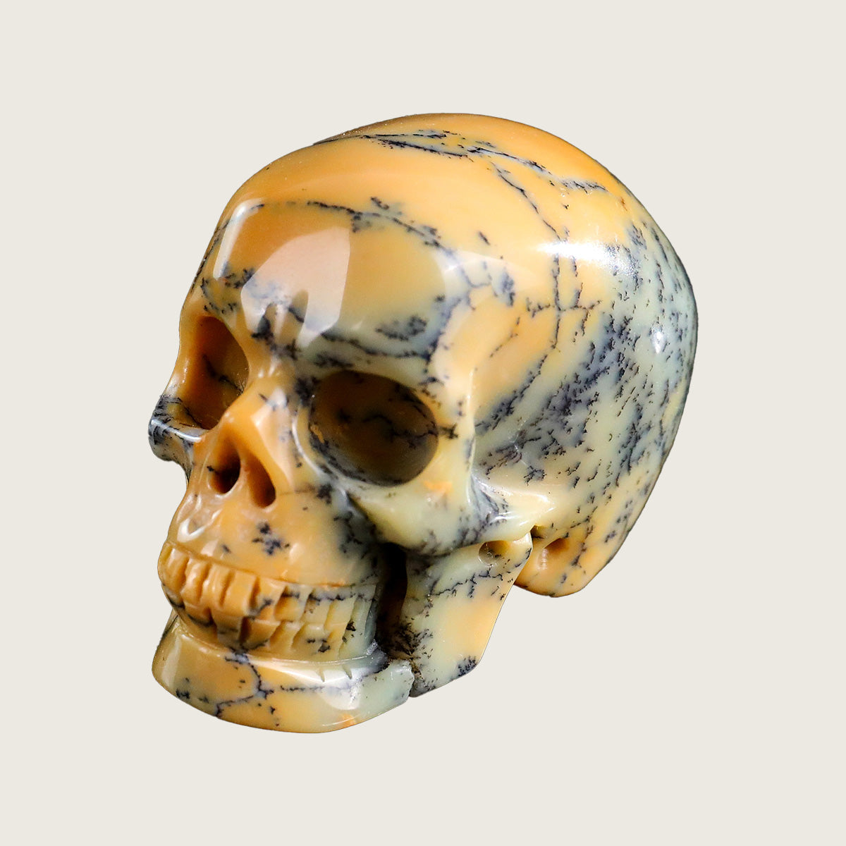 2.2" Yellow Opal Crystal Skull Carving  #SKHYO2201