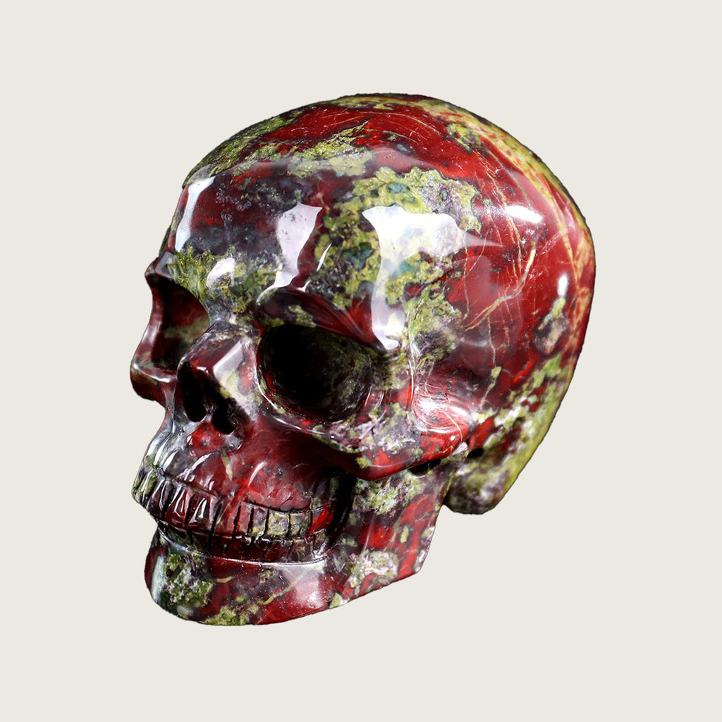 3.0" Dragon Blood Jasper Crystal Skull Carving  #SKHDB3001
