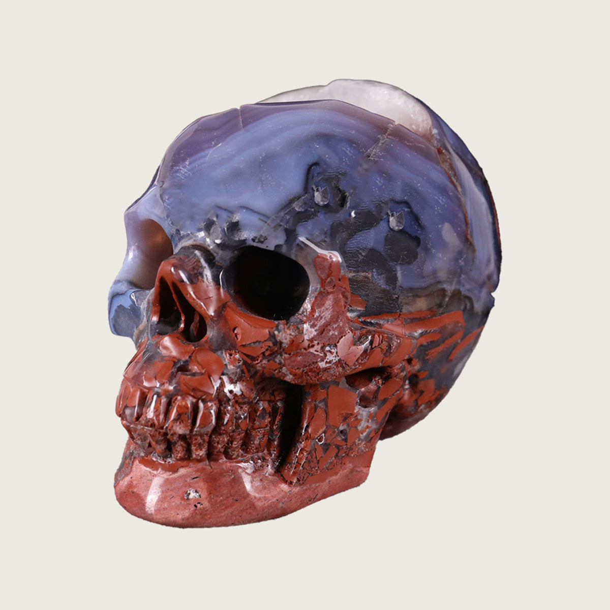 3.0" Volcanic Agate Human Skull Carving  #SKH30023