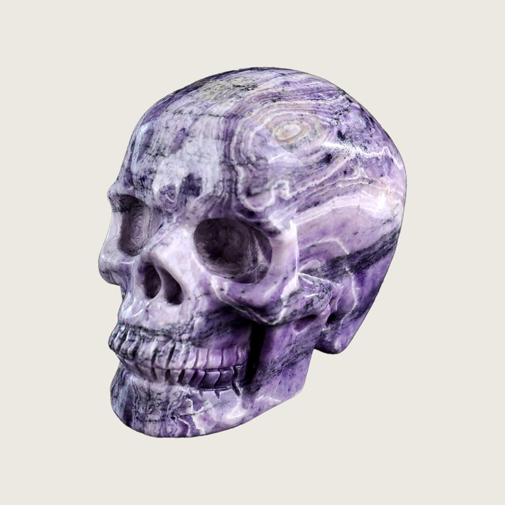 3.0" Purple Malachite Crystal Skull Carving  #SKH30030