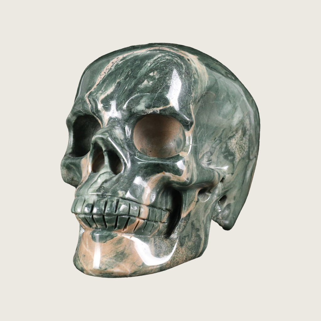 4.5" Nine Dragon Jade Crystal Skull Carving  #SKH45013