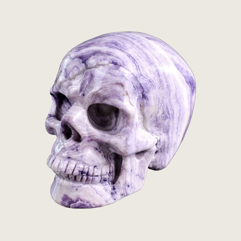 3.0" Purple Malachite Human Skull Carving  #SKH30007