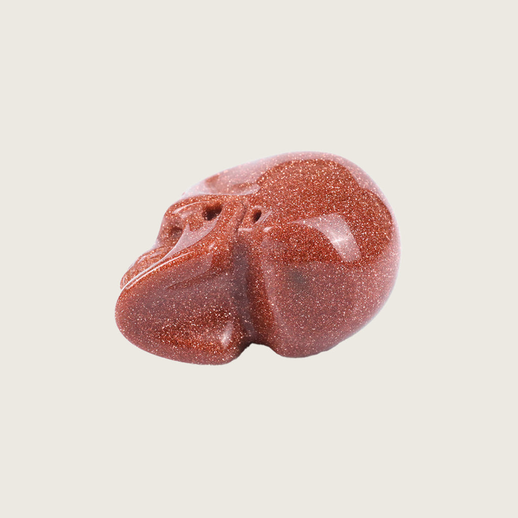 1.1" Brown Goldstone Skull Pendant Carving  #CSC0021