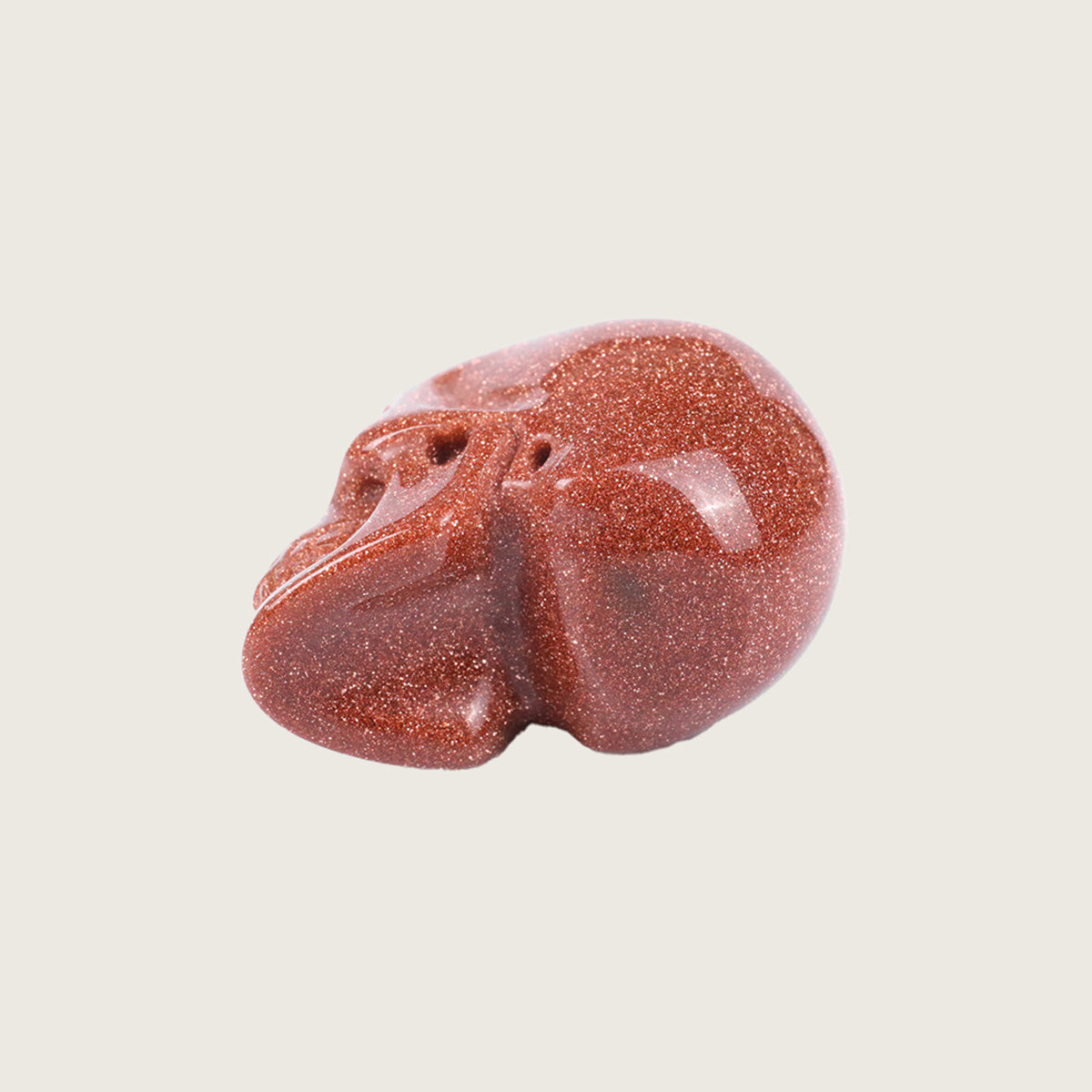1.1" Brown Goldstone Skull Pendant Carving  #CSC0021