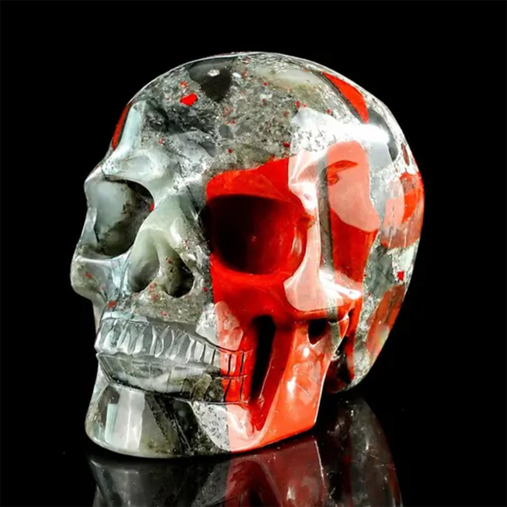 3.0" African Bloodstone Crystal Skull Carving  #SKH30117