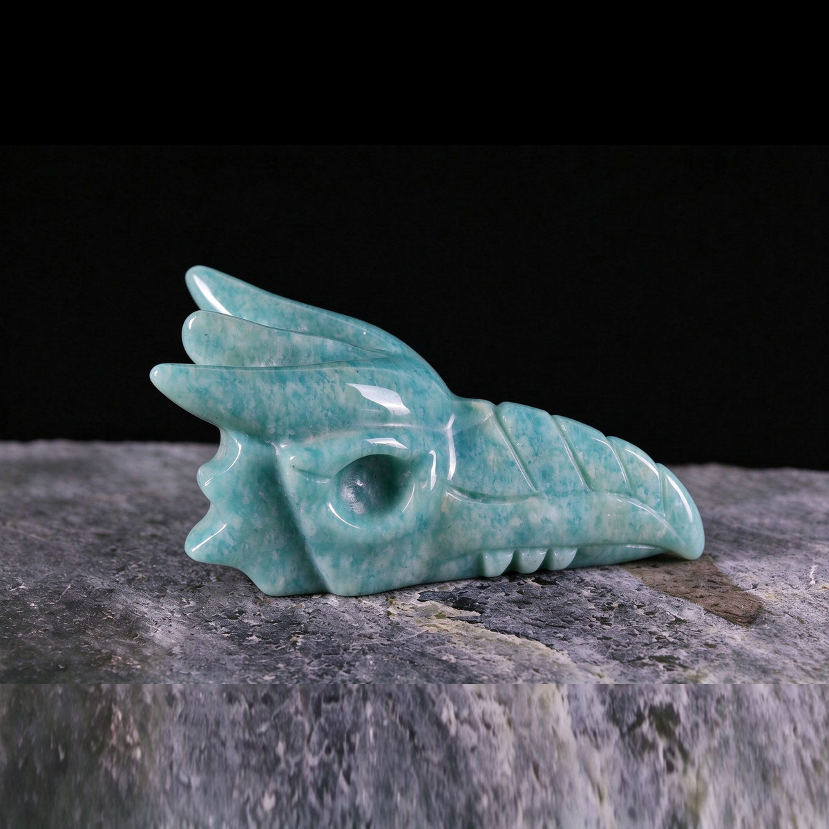2.5" Amazonite Phoenix Skull Carving  #CSC0026