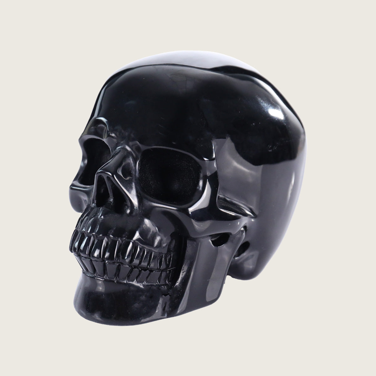 3.0" Black Obsidian Human Skull Carving  #SKH30025