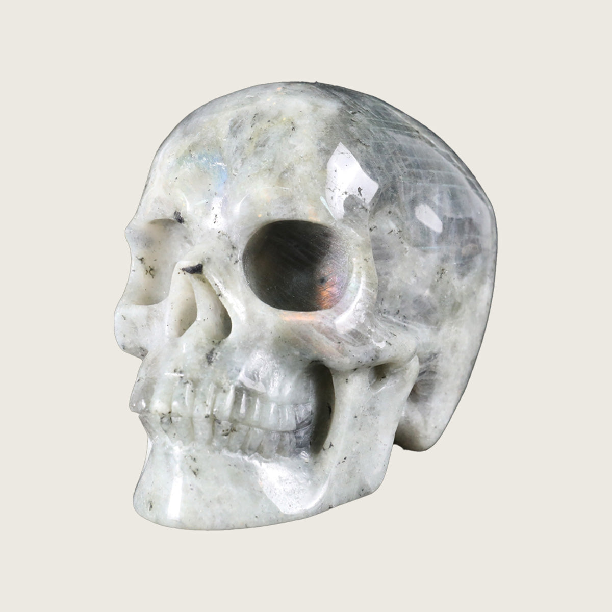 4.5" White Labradorite Crystal Skull Carving  #SKH45010