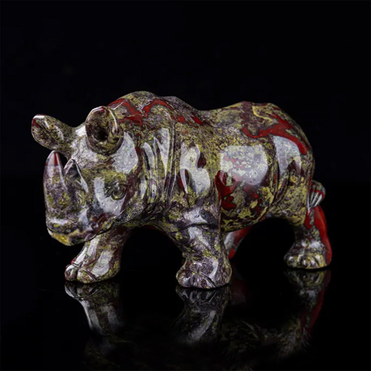6.0" Dragon Blood Jasper Rhinoceros  #CTC0086