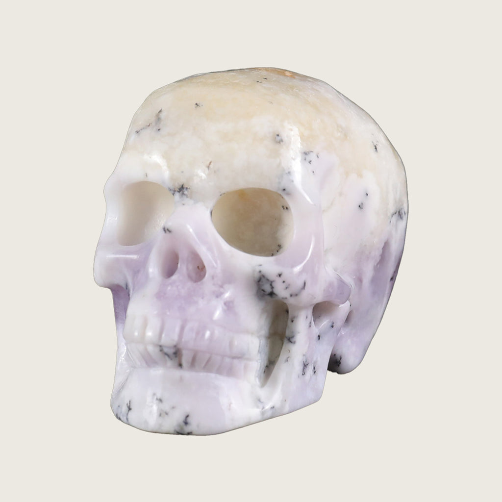 2.2" White Opal Human Skull Carving  #SKH22015