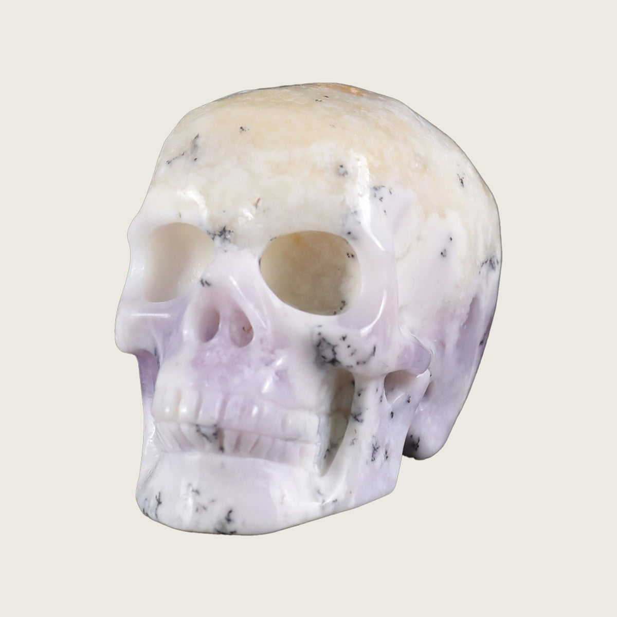 2.2" White Opal Human Skull Carving  #SKH22015