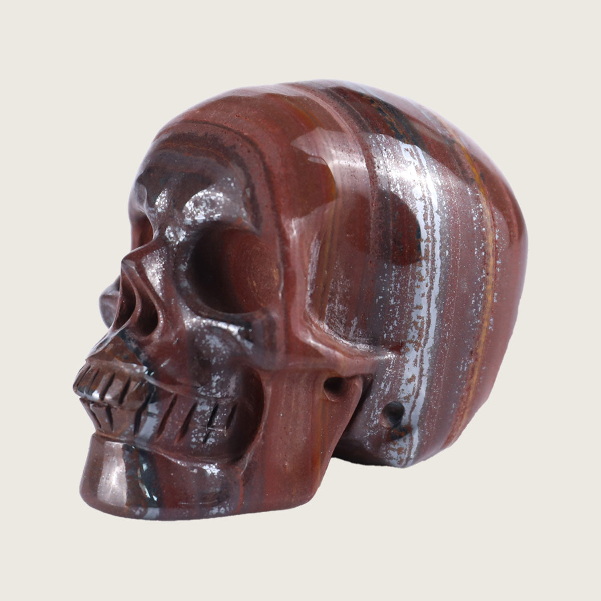 2.2" Tiger Iron Human Skull Carving  #SKH22013