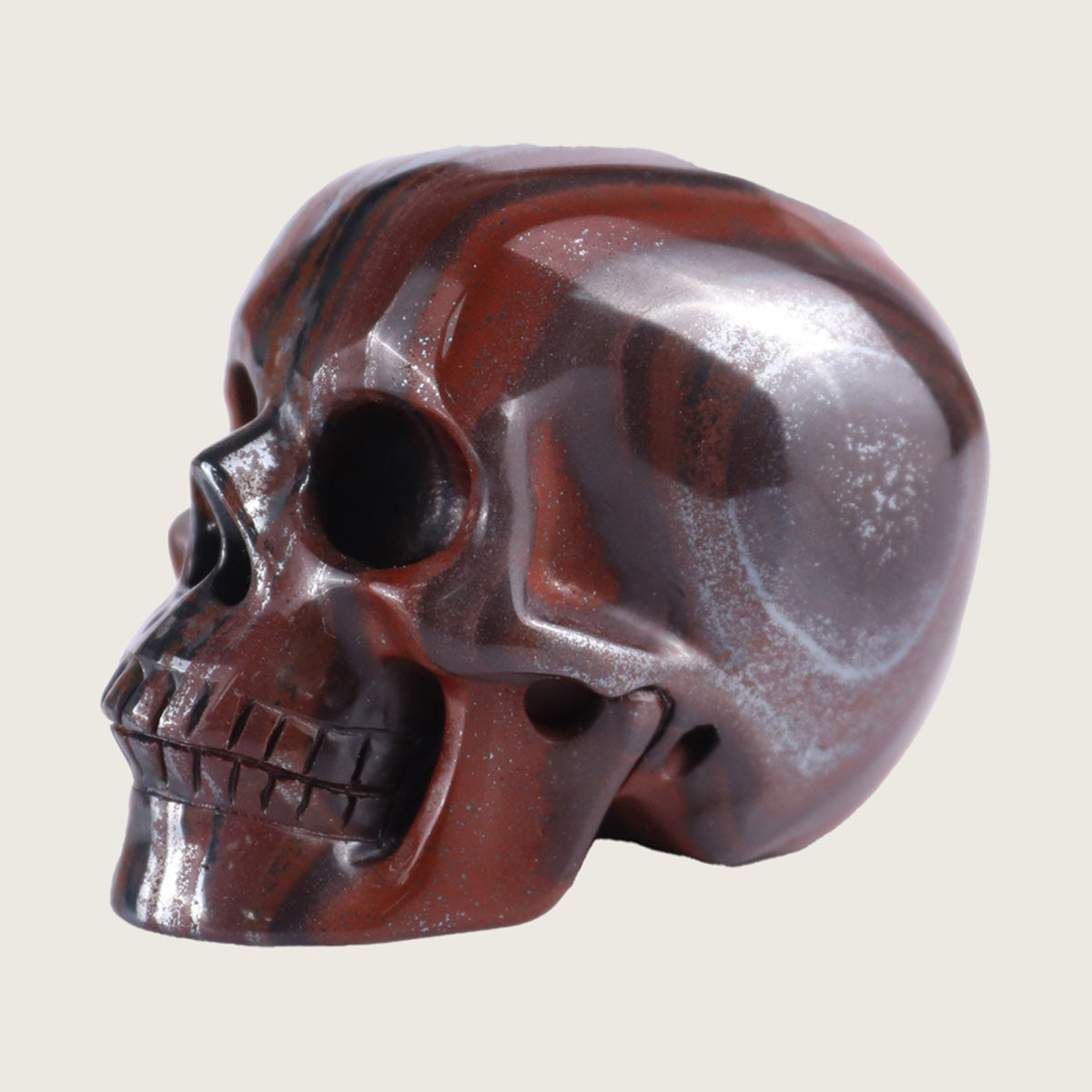 2.2" Tiger Iron Human Skull Carving  #SKH22012