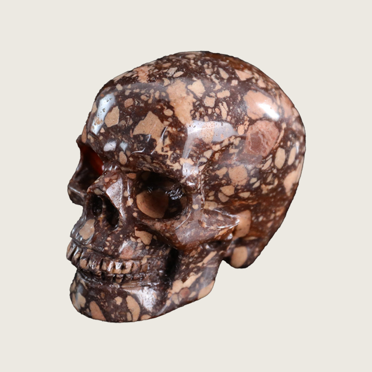 3.0" Coffee Stone Crystal Skull Carving  #SKH30058