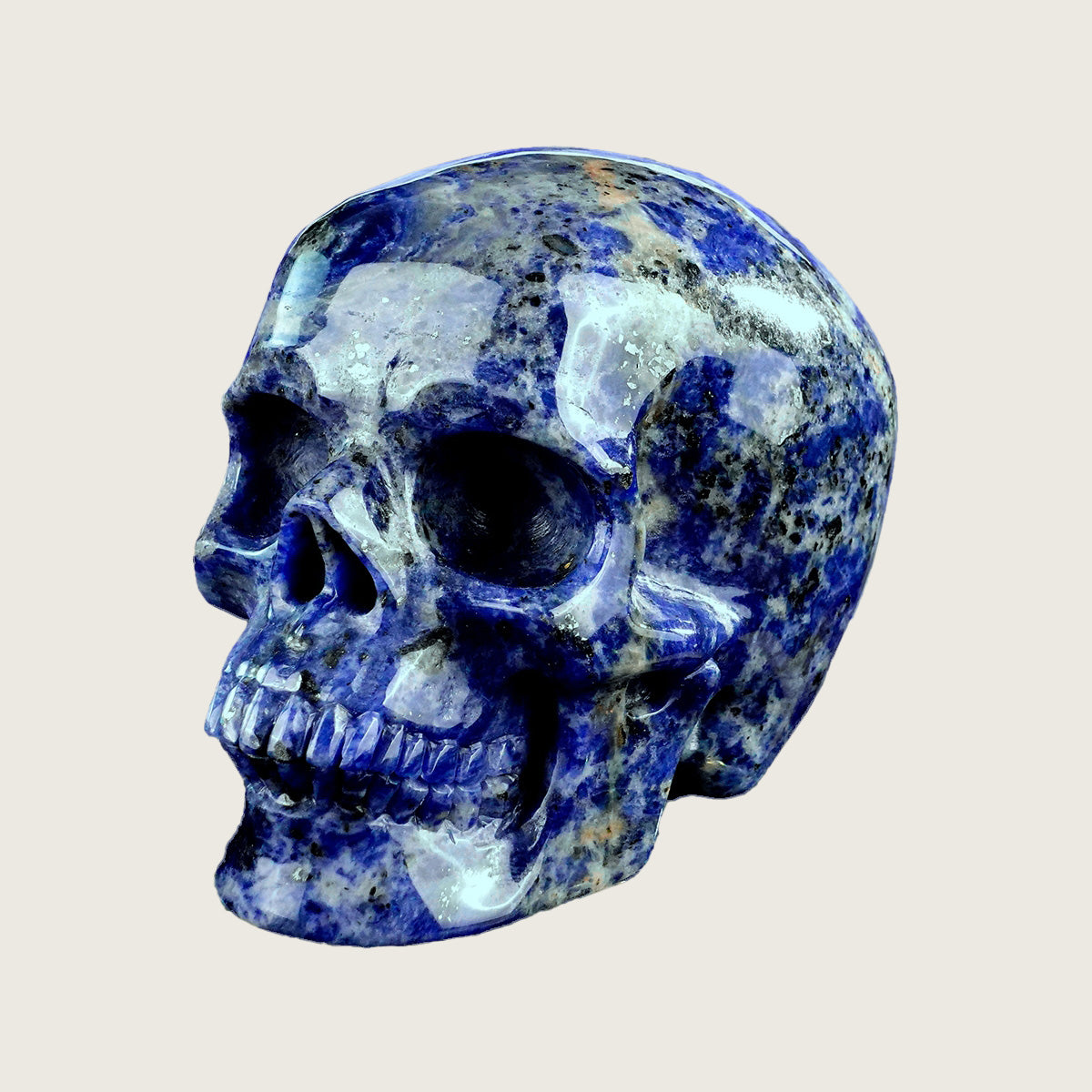 4.5" Sodalite Human Crystal Skull Carving  #SKHSL4501