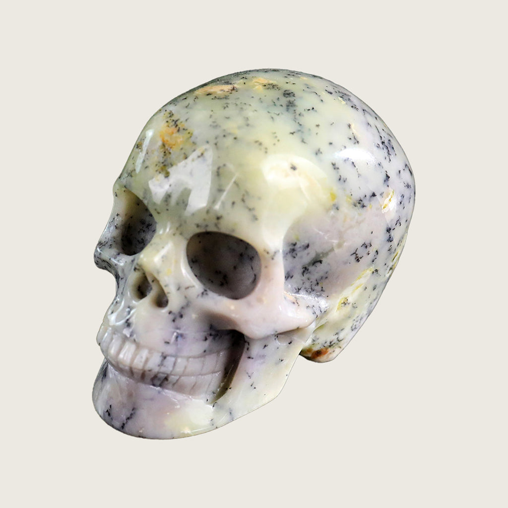 2.2" White Opal Human Skull Carving  #SKH22006
