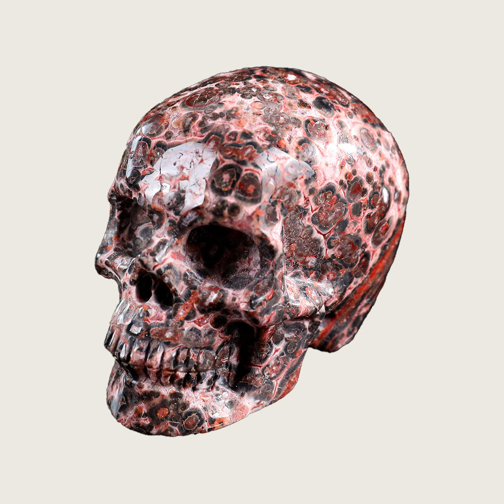 2.2" Leopard Skin Jasper Crystal Skull Carving  #SKHRLS2201