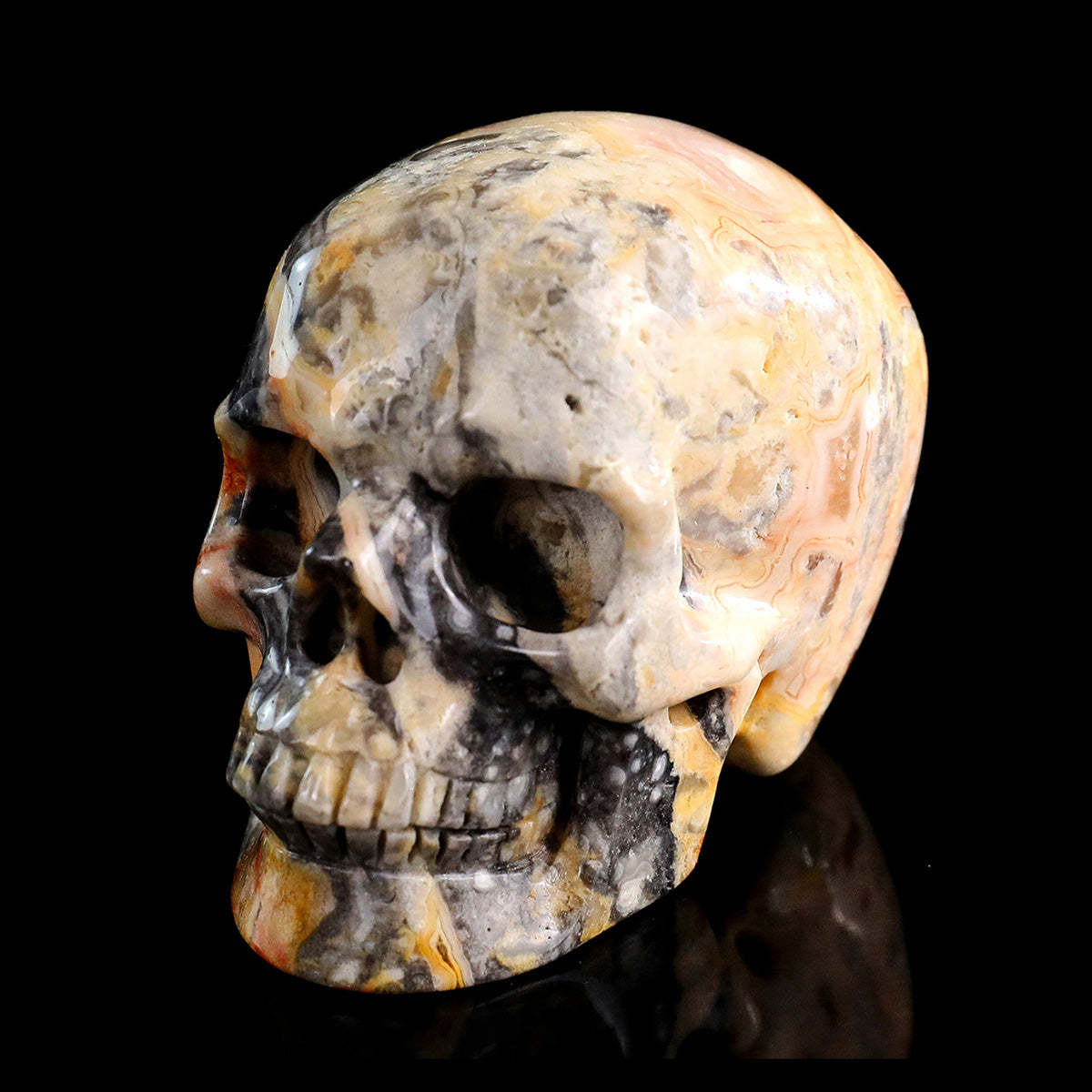 3.0" Crazy Agate Crystal Skull Carving  #SKH30115