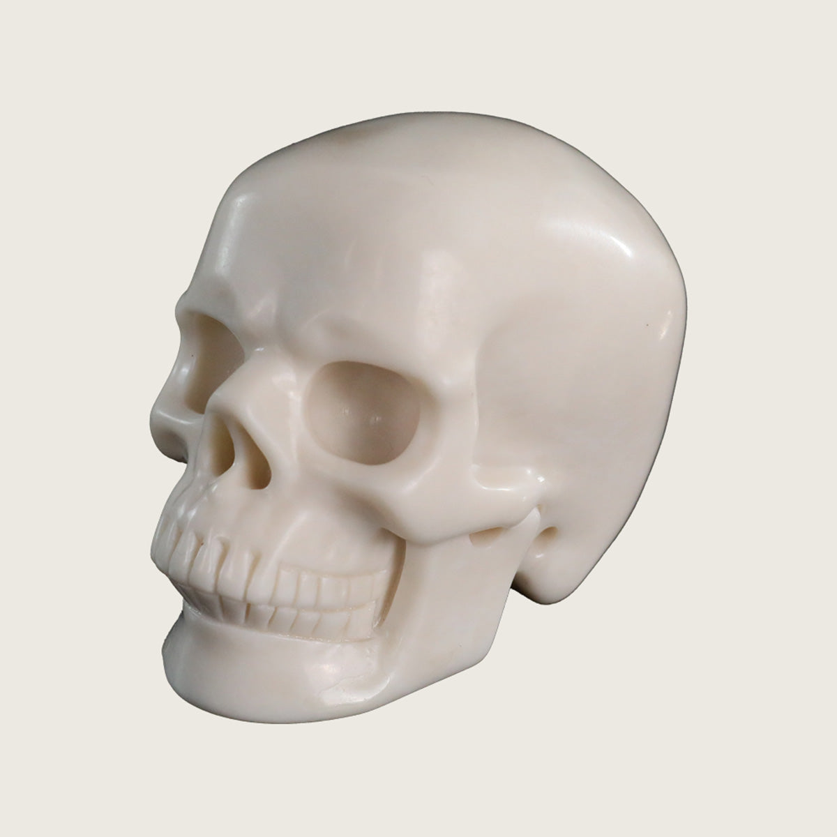 3.0" White Jade Crystal Skull Carving  #SKH30052