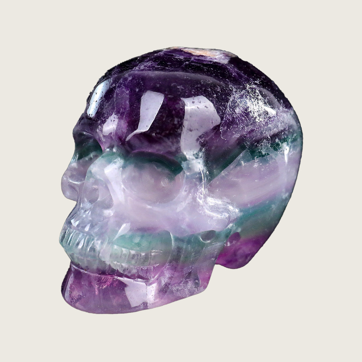 3.0" Colorful Fluorite Crystal Skull Carving  #SKHGF3001