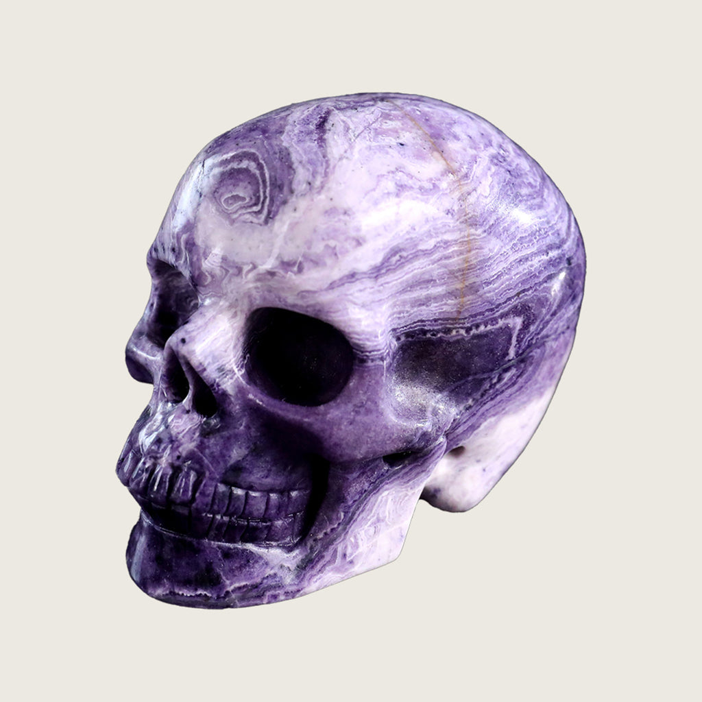 3.0" Purple Malachite Human Skull Carving  #SKH30006