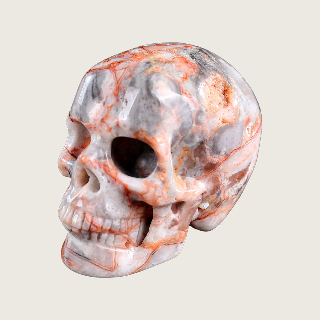 2.2" Crazy Agate Crystal Skull Carving  #SKHCA2201