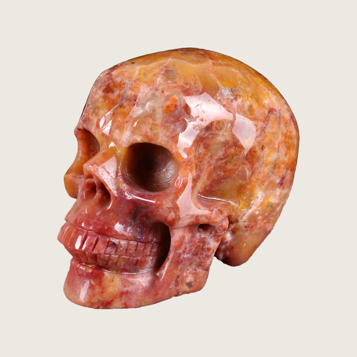 3.0" Chalcedony Jasper Human Skull Carving  #SKH30019