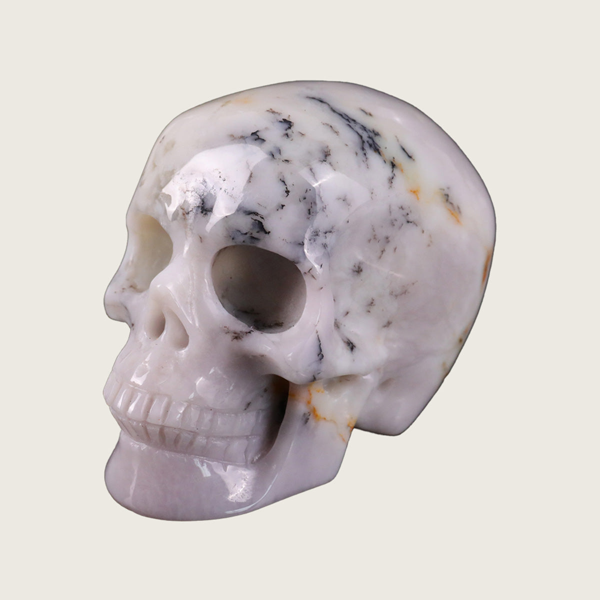 2.2" White Opal Crystal Skull Carving  #SKH22030