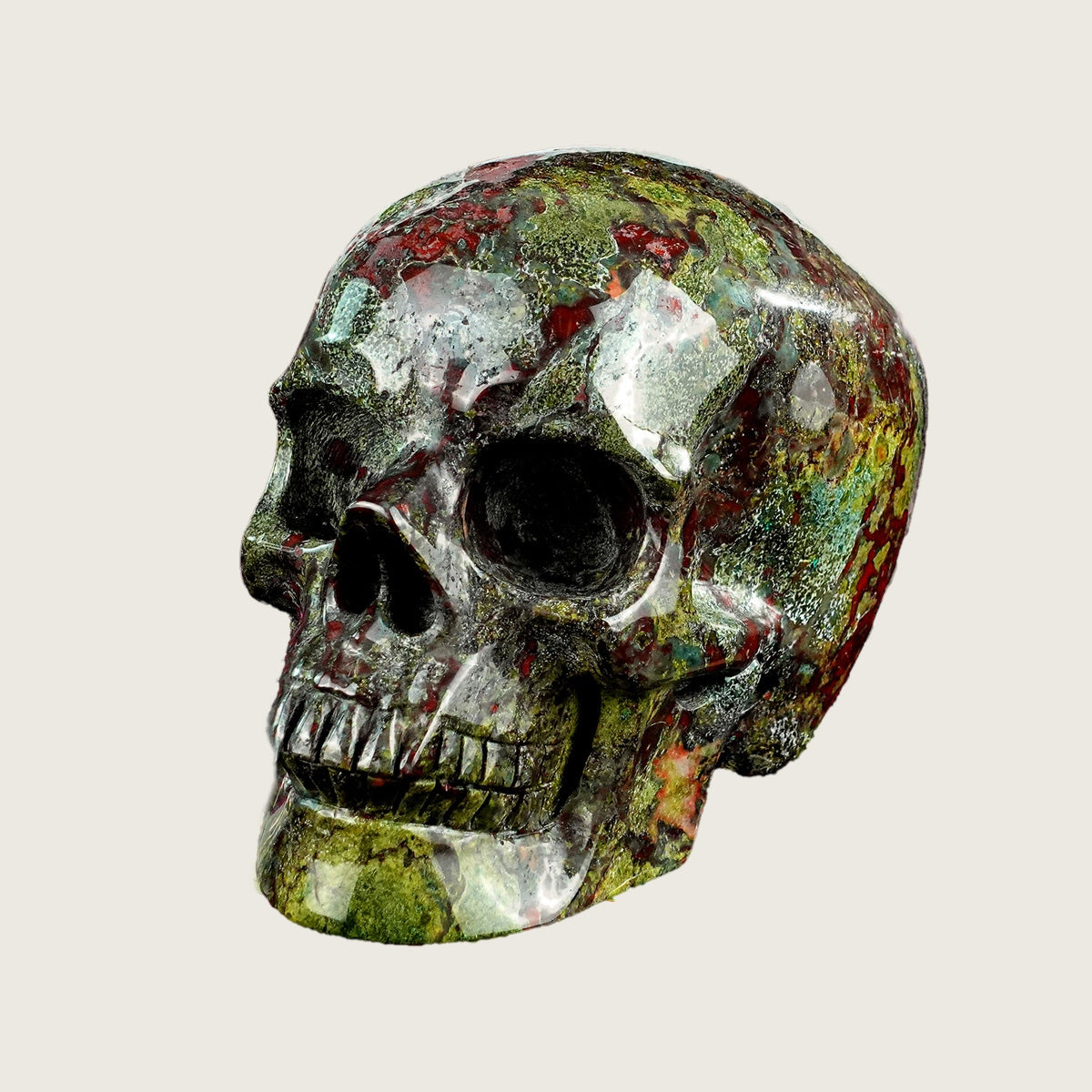 4.5" Dragon Blood Jasper Crystal Skull Carving  #SKHDB4501