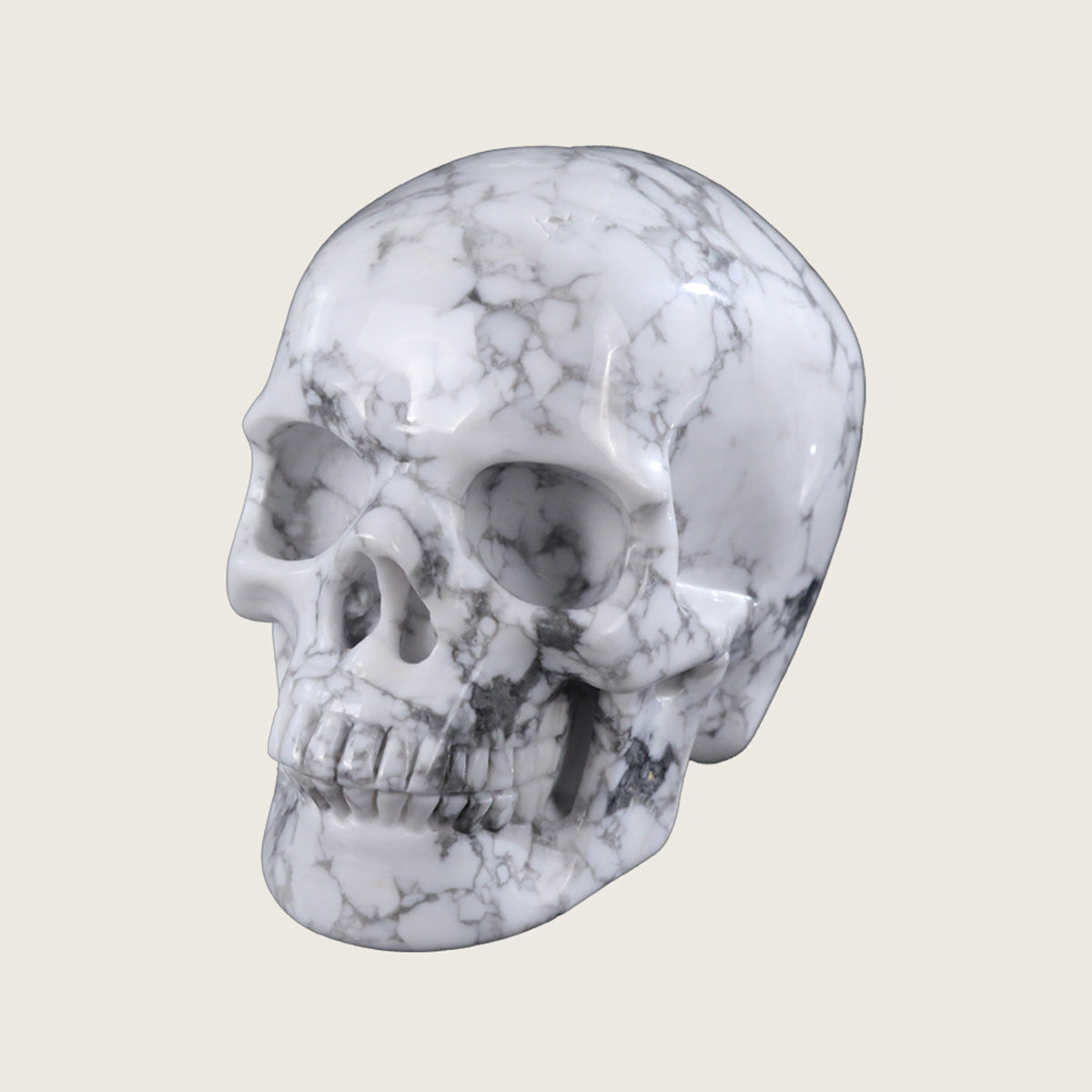 4.5" Howlite Human Skull Carving  #SKH45007