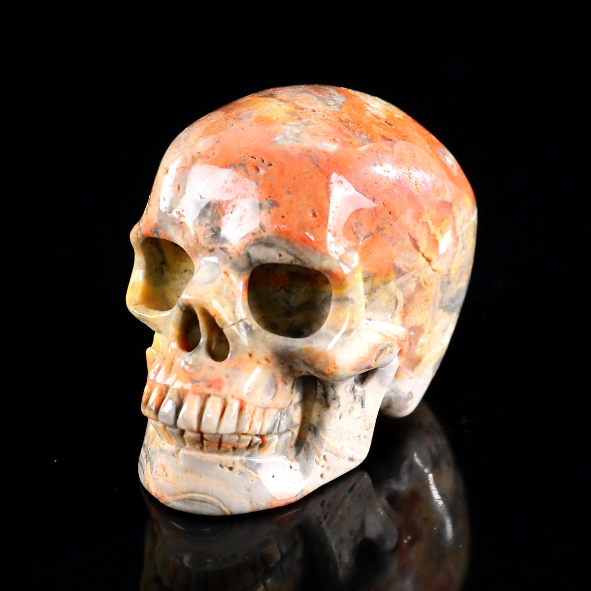 3.0" Crazy Agate Crystal Skull Carving  #SKH30107