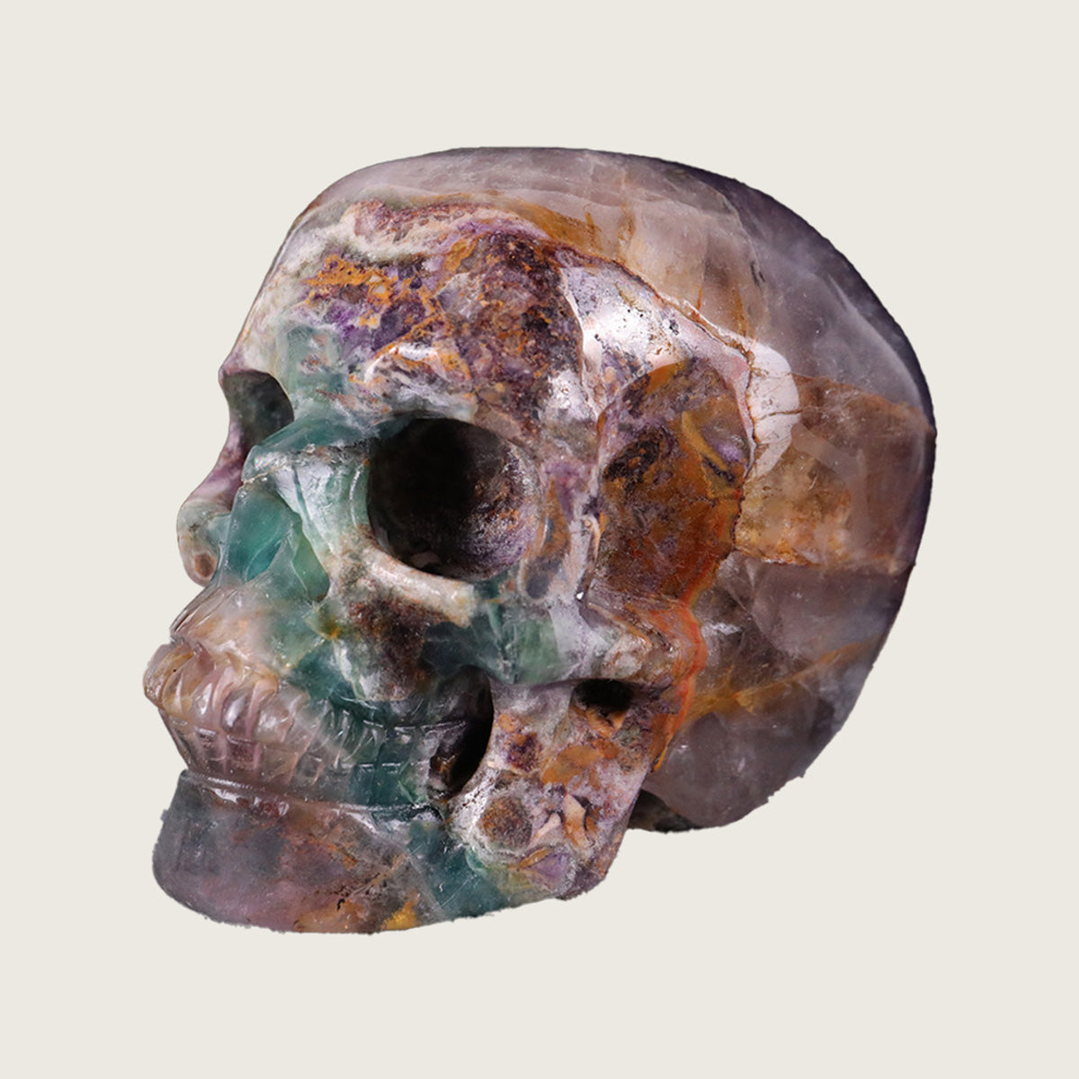 3.0" Fluorite Human Skull Carving  #SKH30022