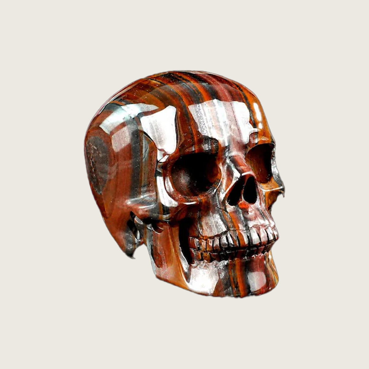 3.0" Tiger Iron Eye Agate Crystal Skull Carving  #SKH30087