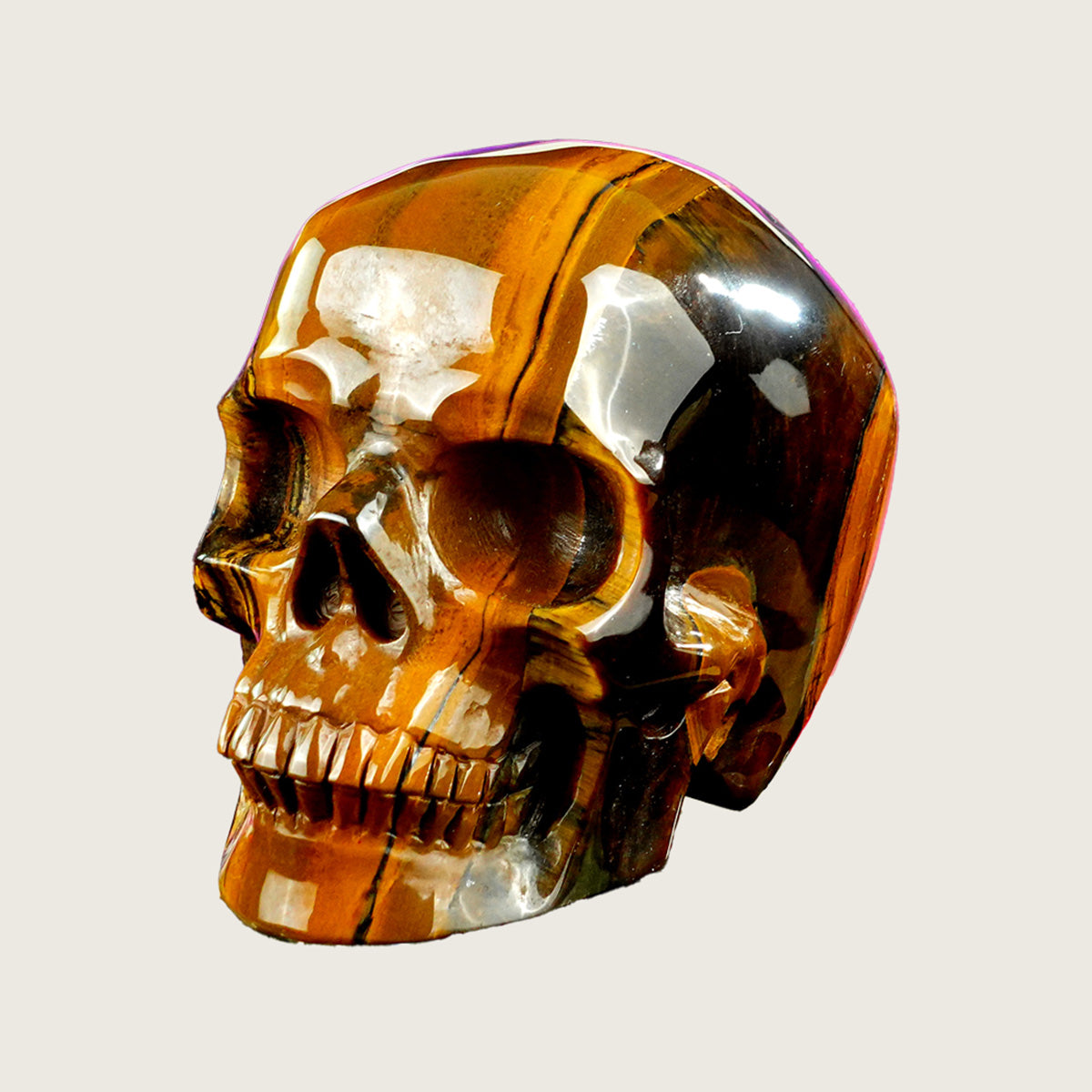 4.5" Tiger Eye Crystal Skull Carving  #SKH45009