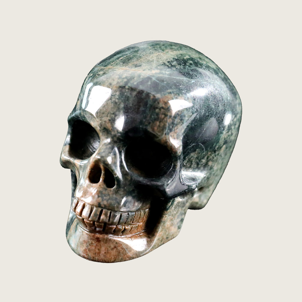 2.2" Nine Dragon Jade Human Skull Carving  #SKH22004