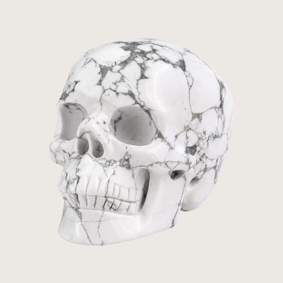 3.0" Howlite Crystal Skull Carving  #SKH30051