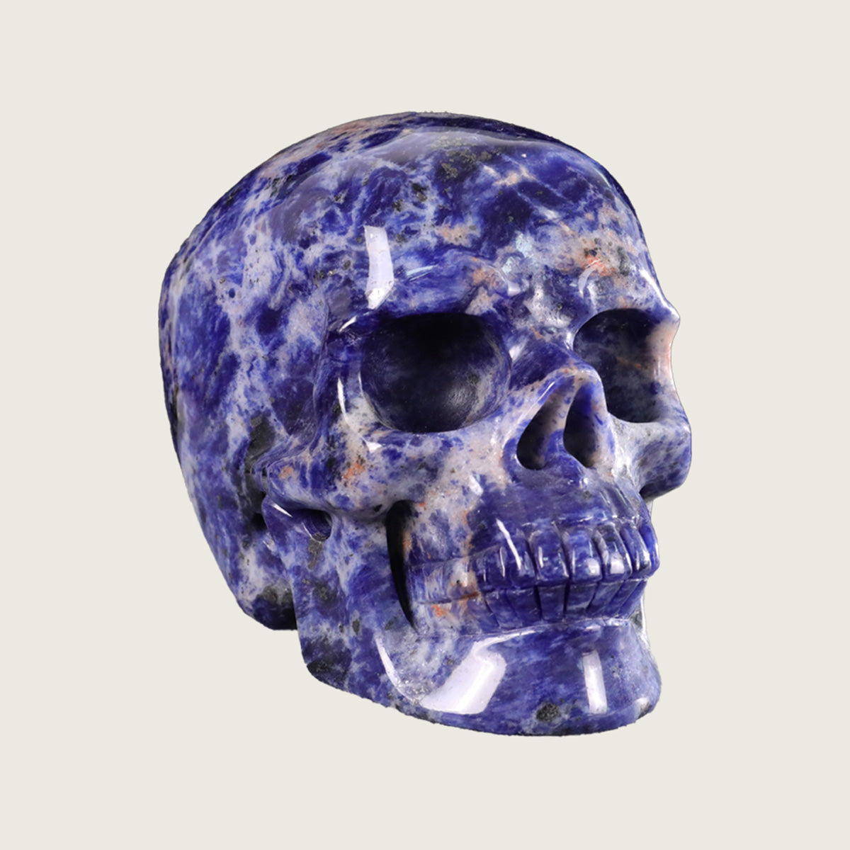 4.5" Sodalite Human Skull Carving  #SKH45006