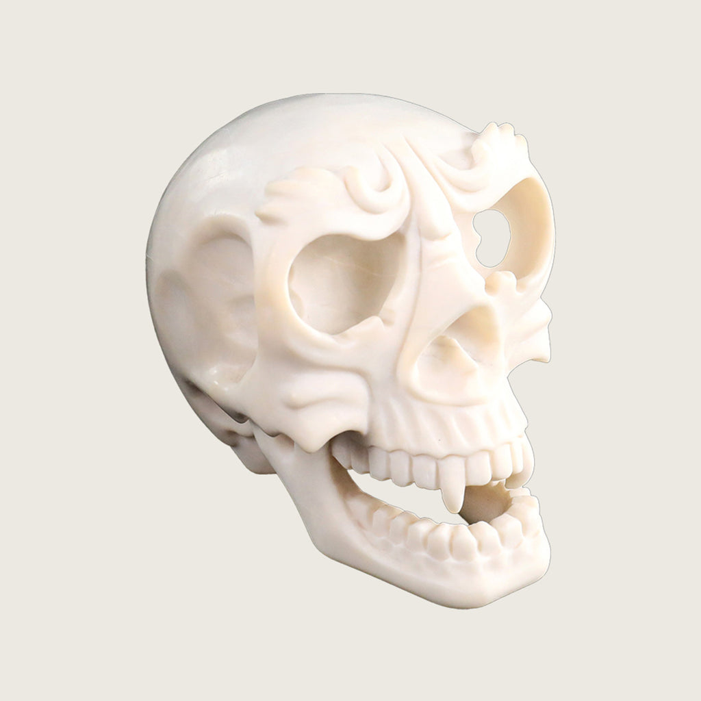4.0" White Jade Crystal Skull Carving  #SCS0019