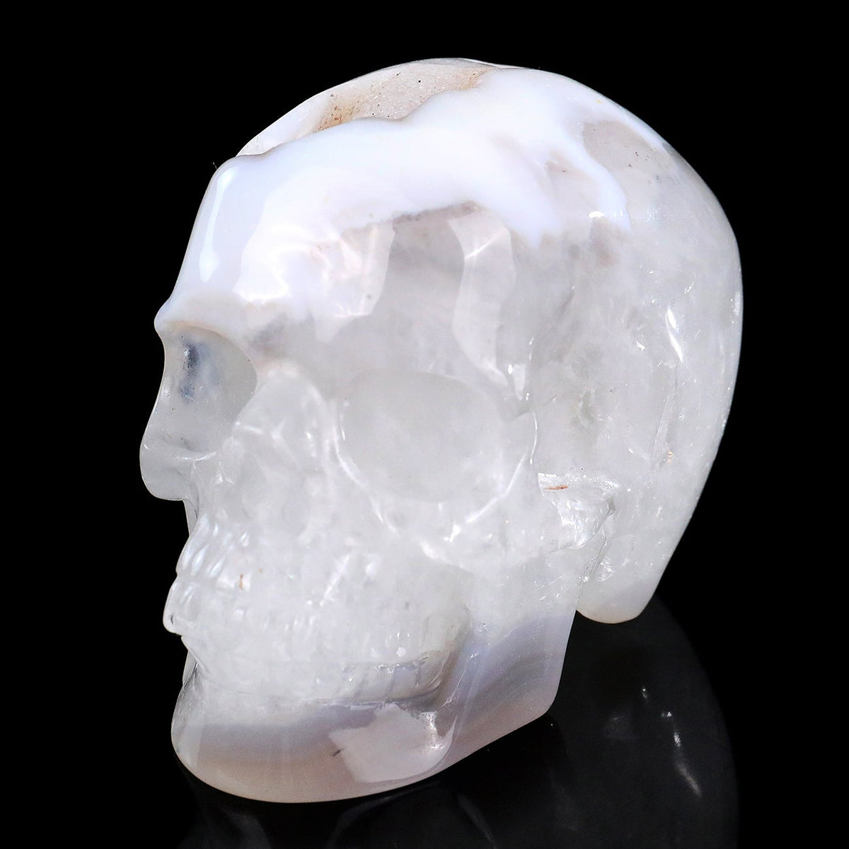3.0" Geode Agate Crystal Skull Carving  #SKH30109