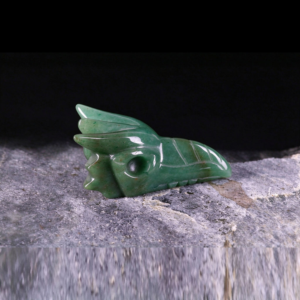 2.5" Green Aventurine Phoenix Skull Carving  #CSC0024